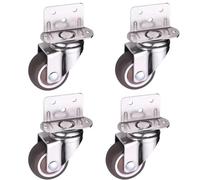 4 pièces roues berceau for lit de bébé meubles lourds rouleau de déplacement charge lourde en caoutchouc souple roulettes pivotantes silencieuses avec frein(4pcs swivel wheels,1inch)