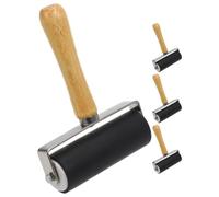 4 Pièces Rouleau D'impression Artisanal Professionnel | Application Uniforme, Nettoyage Facile, Poignée Confortable, Format Léger, Bois et Plastique, Noir