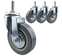 4 Pièces Roulette Pivotante 75 Mm 100 Mm Tige Filetée M10 M12 Roulettes Remplacement, Roulette De Meubles De Chariot PVC, Avec Frein Double Verrouillage, Pour Chariot À Main, Tables De Travail