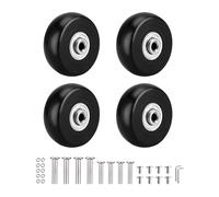 4 Pièces Roulette Valise Noir 50*18mm, Roue Rechange Valise Tourister Caoutchouc Universelle, Roues Remplacement avec Rondelles, Clés, Vis, Kit Réparation Bagages pour Valise, Chariot Main, Poussette