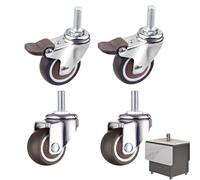 4 Pièces Roulettes pour Meubles M8 X 15mm pour Appareils Et Meubles | 2 Roulettes Pivotantes Avec Frein + 2 Pivotant Sur 360° Roulette Pivotante, Roulettes À Tige Industrielles