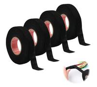 4 Pièces Ruban Electricien Noir, 19 mm x 15 m Ruban Conducteur Noir, Ruban Adhésif en Tissu, Ruban Adhésif Isolant Electricien, Ruban Chiffon de Voiture, Bande de Harnais de Câblage de Voiture