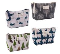 4 pièces Sac de Rangement en Toile de Grande capacité, Sac à cosmétiques Portable, Porte-Monnaie en Tissu, Sac à cosmétiques imprimé, Trousse de Toilette multifonctionnelle, Accessoires de Voyage