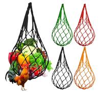 4 Pièces Sac Filet à Suspendre pour Poulets, Mangeoire Poules, Sac de Maille D'alimentation de Poulet, Anti-Gaspillage, Filet D'alimentation pour Poules Poulets Canards Oiseaux (Rouge/Noir/Jaune/Vert)