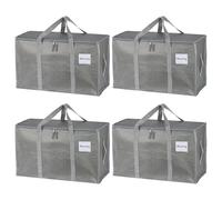 4 pièces Sac Rangement Vêtements grand, 90L, cartons de déménagement pliables avec fenêtre transparente pour le camping, les voyages, le linge de lit, les vêtements