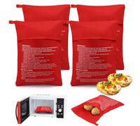 4 Pièces Sacs de Cuisson pour Pommes de Rerre,18.5x25.5cm Lavable et Réutilisable Sac de Cuisson Micro,Cuisson Micro-Ondes pour Pommes de Terre,Sac Cuisson Pomme,Idéal pour Maïs,Patates Douces(Rouge)