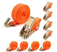 4 Pièces Sangle a Cliquet, 4M x 25 mm Sangles d'Arrimage avec Tendeur, Sangle Arrimage pour Fixation Moto, Voiture, Porte Vélo, Sangles à Cliquer