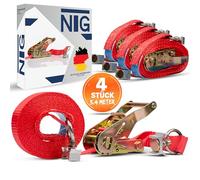 4 pièces | Sangle d'arrimage | Sangles de Serrage | en Deux Parties avec cliquet | pour Rail Airlin | avec ferrure d'extrémité | 2 Parties | Longueur 3400 mm | 1500 daN | DIN en 12195-2