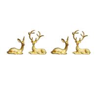 4 Pièces Séries Noble Couple Cerf Statue Décor à la Maison Collection Animal Elk Figurines Bureau Ornements Dorées