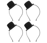4 Pièces Serrage-tête Noir Mini Chapeau Melon, Accessoire Fête Vintage | Polyester, Style Gothique Victorien, pour Halloween, Noël, Anniversaires, Nouvel An et Soirées Costumées