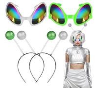 4 Pièces Serre Tete Alien Femme Lunettes Alien Lunettes Fantaisie Deguisement Alien Idéal pour les Soirées sur le Thème des Extraterrestres les Anniversaires D'enfants les Productions Théâtrales