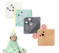 4 Pièces Serviette de Bain à Capuche pour Bébé, Cape de Bain Capuche 80cmx80cm, Cape de Bain Bébé en Peluche de Corail, Super Absorbantes Serviette de Bain Bébés Capuches,Enfants,Cadeaux de Naissance