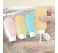 4 pièces/Set Bouteille de lotion cosmétique 60ml, flacon de shampoing et gel douche coloré, ensemble de flacons de voyage rechargeables, contenant vide, outil portable 100 ml,60 mlBlocs de couleurPoly