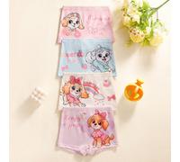 4 pièces/set Culottes mignonnes pour filles série chien, avec des images de dessins animés de chiens avec des motifs floraux, papillons, fraises, cerises, arcs-en-ciel, gâteaux, lune et autres motifs 