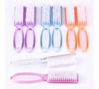 4 pièces Set de brosses à ongles en corne de chèvre de couleur dopamine - Manche long transparent large, nettoyant de poudre à ongles et éliminateur de débris polyvalent, convient aux femmes et aux fi