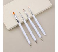 4 pièces Set de pinceaux pour nail art, pinceau double face pour nail art, outil de conception pour nail art, pinceau gel 3D pour ongles, pinceau pointu, stylo de dessin acrylique professionnel pour o