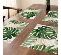 4 pièces Set de sets de table, Set de sets de table feuille de palmier printemps/été, motif feuille de Monstera vert tropical, décoration de cuisine et de maison style hawaïen 32 cm * 42 cmPolyester
