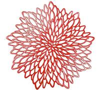 4 Pièces Set de Table Rond évidé, Set de Table antidérapant Tapis de Protection en PVC à Coaster en Plastique Mats, Lavables Lavable Résiste à la Chaleur pour Table à Manger de Cuisine (6PCS-Red)