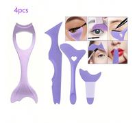 4 pièces/set d'outils multifonctionnels de maquillage des yeux, gabarit de crayon eyeliner en silicone, applicateur de mascara, d'ombre à paupières, de rouge à lèvres, outil de guidage pour l'eye-line