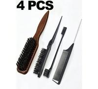 4 pièces/set Ensemble de brosses à cheveux pour queue de cheval/crinière lisse, coiffage moelleux et contrôle des frisottis - Convient pour les cheveux bouclés et réguliers, sans parfum, indispensable