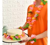4 pièces Set Hawaïen en plastique, collier de fleurs, serre-tête, bracelet, pour les festivals et les fêtes sur la plage (motif aléatoire), Noël 1 jeu,2 ensembles,5 ensemblesPlantesPolypropylène
