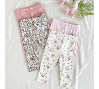 4 pièces/set Leggings décontractés pour bébé fille, tout-aller, minimalistes, confortables, doux et amis de la peau. Rayures noires et blanches, rose, couleur unie abricot. Très rentable. Convient pou
