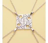 4 pièces/set Meilleurs amis pendentifs colliers Amitié pour toujours Collier ras-du-cou BFF Cœur creux Bijoux Cadeau pour ami pour couple Pendentifs cœur brisé Collier ras-du-cou pour retour à l'école