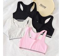 4 pièces/Set Minimliste Débardeur sous-vêtement noir, rose, blanc, convient pour le développement des adolescentes 8Y,9Y,10Y,11Y,12Y,13YUnicoloreÉtoffe