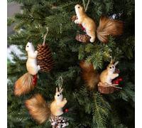 4 pièces/Set Ornement Sapin de Noël Écureuil,Pendentif Écureuil Artificiel Décoration Suspendue,Décoration Sapin de Noël,Décoration Maison Jardin Féerique DIY,Décoration Chambre Noël,Décoration Centre