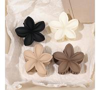 4 pièces/Set Pinces à cheveux couleur thé au lait avec fleurs de frangipanier sucrées pour vacances à la plage, pince à fleurs, accessoires capillaires d'été pour femmes Taille UniquePlantesPolystyrèn