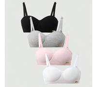 4 pièces/set Soutiens-gorge pour adolescentes, soutiens-gorge sans fil pour seins en développement, soutiens-gorge confortables pour prévenir le relâchement, bretelles réglables, coussinets non amovib