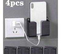 4 pièces/Set Support de charge de téléphone adhésif, Range-téléphone mural, Support pour télécommande, téléphone et chargeur, décoration de chambre 1 noir,1 blanc,2 blancs,4 blancs,2 noirs,4 noirsPoly