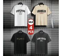 4 pièces/set T-shirts à manches courtes d'été pour hommes, comprenant plusieurs couleurs et designs, faciles à assortir, idéaux pour le port quotidien L,M,S,XL,XS,XXL,XXSPolyester
