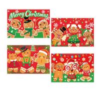 4 Pièces Sets de Table de Noël en Lin, Bonhomme en Pain D'épices Original, Rouge Napperons Lavables, Joyeux Noël Sets de Table pour Saisonnier Cuisine Table Party Dîner de Noel Décoration, 45 x 30cm
