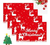 4 Pièces Sets de Table de Noël, Renne Flocon de Neige Napperons de Noël, Rouge Napperons en Lin Lavables, Merry Christmas Sets de Table Saisonnier Cuisine Table Party Dîner de Xmas Décoration,45x30cm