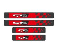 4 Pièces Seuil De Voiture Protection Seuil de Porte Fibre De Carbone Autocollant Garniture pour KIA GT Line Ceed Sportage Rio Sorento Picanto Xceed,Red