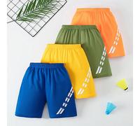 4 pièces Short de sport pour garçons, short décontracté léger pour tous les jours, short de course, de basket-ball, de football pour enfants, été 6Y,7Y,8Y,9Y,10Y,4Y,5YBlocs de couleurPolyester