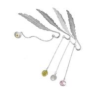 4 Pièces Signets de Plumes Métal, Marque-page Pendentif Plume, Signet de Spécimen de Fleur, pour Marque de Lecture, Cadeau pour Enfants et étudiants, 4 Styles