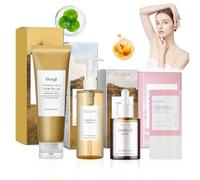 4 Pièces Skincare Kit, Centella Cleansing Oil + Centella Nettoyant Visage + Serum + Centella Stick Mask, Nettoie les Pores, Hydrate, Convient aux Peaux Sensibles