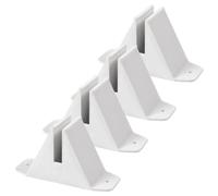 4 Pièces Socle de Clôture de Jardin en Plastique Blanc, Support | Base Autonome Minimaliste, Trous de Fixation Latéraux, pour Bordures et Petites Barrières Temporaires
