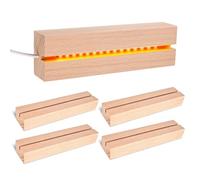 4 Pièces Socle Lumineux LED Bois, bases en bois, Socle Lumineux Bois Socle Lumineux LED Bases D'Éclairage Socle En Bois Éclairé Socle Bois Support Pour Acrylique, Cristal, Verre(15cm, Couleur Chaude)