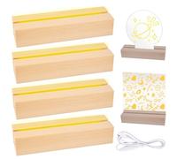 4 Pièces Socle Lumineux LED Bois, Socle Lumineux Bois, Base D'affichage LED, Bases Lumineuses LED, Bases D'Éclairage LED pour Décoration Artistique En Verre De Cristal, Résine, Loisirs Créatifs