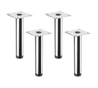 4 pièces SOTECH Pieds de meuble LIMA hauteur 150 mm, Ø 25 mm réglables en hauteur 10 mm chrome poli pieds de vitrine pieds de socle pieds d'armoire