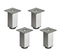 4 pièces SOTECH Pieds de meuble ZULU 38 x 38 x 100 mm aspect inox, charge admissible 100 kg par pied, pieds de vitrine Pieds de canapé Pieds d'armoire