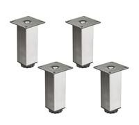 4 pièces SOTECH Pieds de meuble ZULU 38 x 38 x 120 mm aspect inox, charge admissible jusqu'à 100 kg par pied, pieds de vitrine Pieds de socle Pieds d'armoire