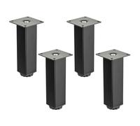4 pièces SOTECH Pieds de meuble ZULU 38 x 38 x 150 mm noir mat, charge admissible 100 kg par pied, pieds de vitrine Pieds de socle Pieds d'armoire