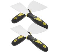 4 Pièces Spatule à Palette à Manche Plastique, Acier Inoxydable | Grattoir Métal, Aide au Rebouchage Mural, Petite Taille Légère, Finition Miroir, Trou Central Pratique