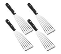 4 Pièces Spatule à Poisson en Acier Inoxydable, Manche Ergonomique | Surface Texturée et Bords Précis, Évite les Glissements, Rangement Suspendu, pour Steak, la Cuisine Pro