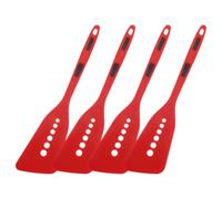 4 Pièces Spatule en Silicone Rouge pour Wok, Anti-brûlure, Longue