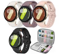 4 Pièces Sport Bracelets Compatibles avec Samsung Galaxy Watch 7 - Bracelet en Silicone Souple pour Galaxy Watch 6 5 4 40mm 44mm - Wave & No Gap Band pour 6 Classic / 4 Classic / 5 Pro/FE (FEMME)